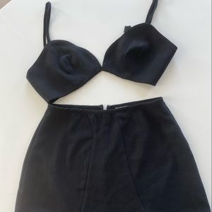 Black Crop Top and Skirt Set